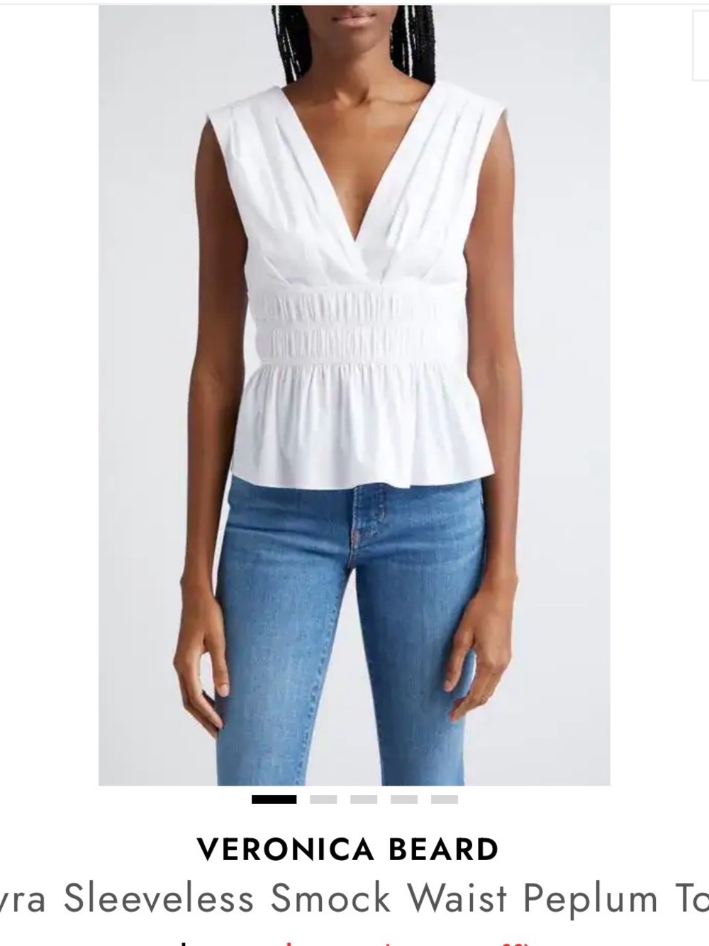 NWT VERONICA BEARD
Evra Sleeveless Smock Waist Peplum Top
$298